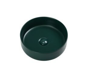 BACHA DE LOZA REDONDA VERDE OSCURA - MEDIDAS 36,5CM*36,5CM*12CM