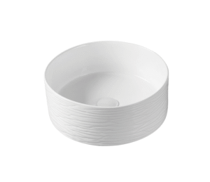 BACHA DE LOZA BLANCA REDONDA SUPERFICIE ONDULADA - MEDIDAS 40CM*40CM*12,5CM