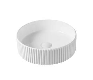 BACHA DE LOZA BLANCA REDONDA SUPERFICIE RAYADA - MEDIDAS 40CM*40CM*12,5CM