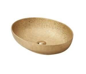 BACHA DE LOZA DORADA OVALADA - MEDIDAS 51CM*39CM*13,5CM