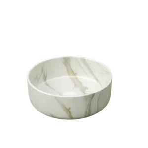 BACHA DE LOZA REDONDA CALACATTA GOLD - MEDIDAS 36,5CM*36,5CM*12,5CM